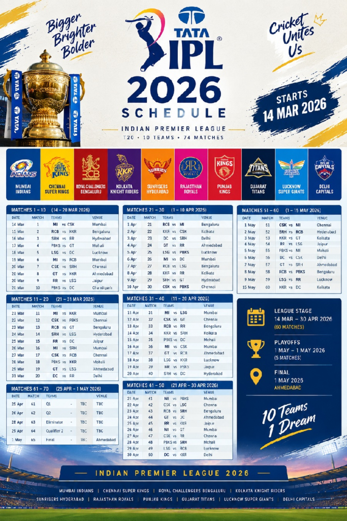 IPL 2026 Schedule